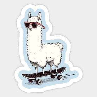 Llama skater Sticker